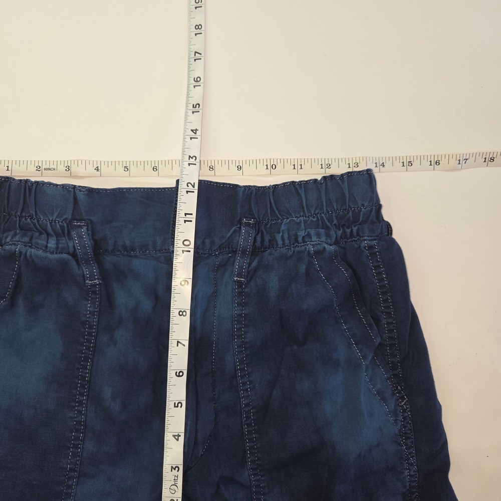 AMO Paperbag Pant Women‎ 26 Indigo Tie Dye High Rise Cotton Tapered Utility Crop - Picture 3 of 11